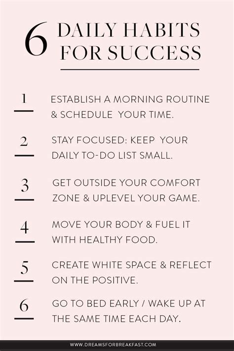 Daily Habits For Success Habits Of Successful People Self Care