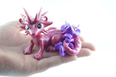 Pink Dragon Mama With A Baby By Claymeeples On Deviantart