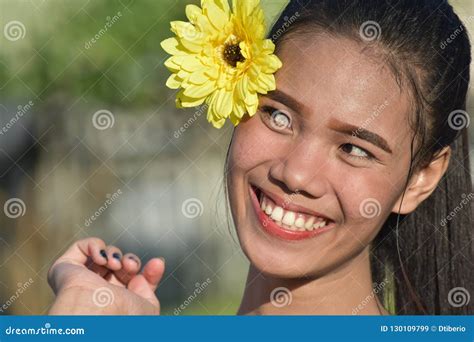 youthful filipina female smiling stock image image of smiling females 130109799