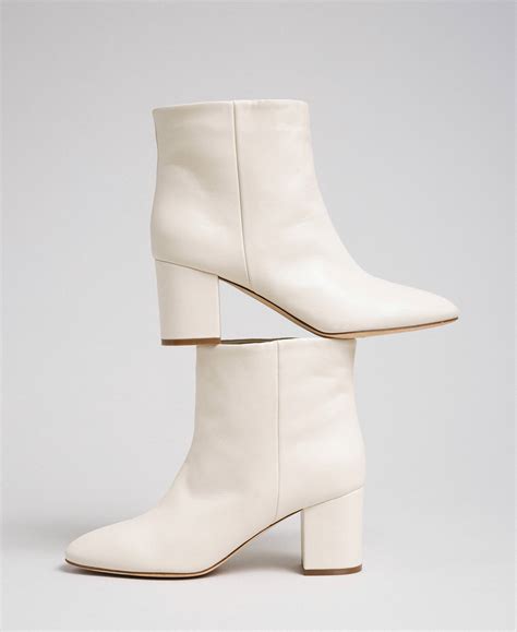 Leather Ankle Boots Woman White Twinset Milano