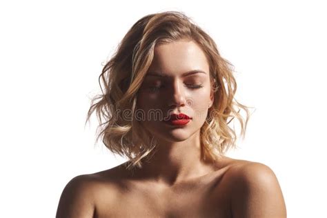 Naked Beautiful Woman Posing On Black Background Stock Photo Image Of