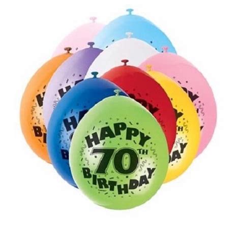 Pack Of 10 Happy 70th Birthday Party Balloons Air Fill Balloons