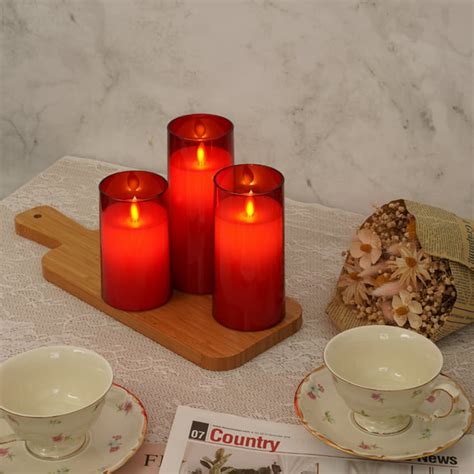 Merrynights Red Flameless Candles Flickering Battery Operated Led