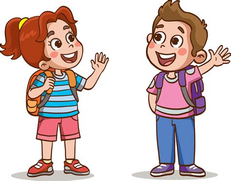 Little Kid Say Hello To Friend And Go To School Together 23562550