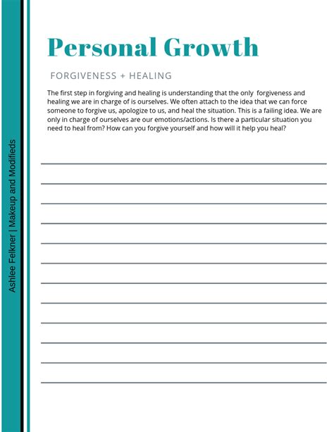 Personal Growth Forgiveness Healing Printable Worksheet Created By