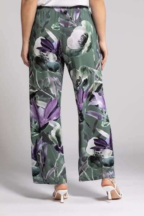 watercolor floral elastic waist slinky stretch knit pants pant pants
