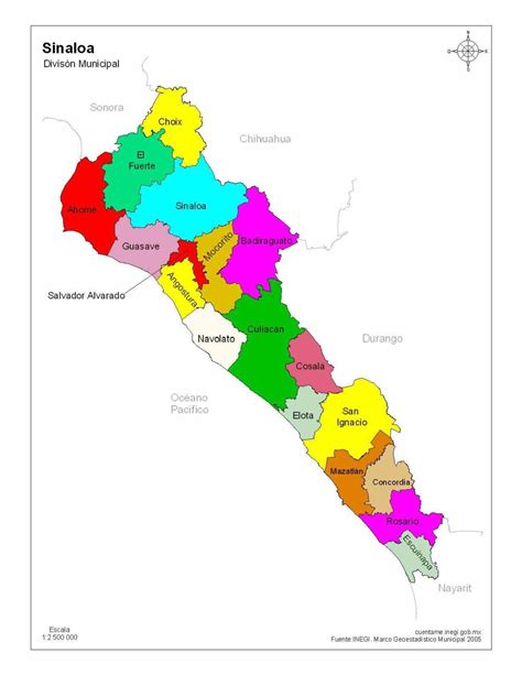 Mapa De Sinaloa A Colores Con Nombres Mapas De M Xico Para Descargar