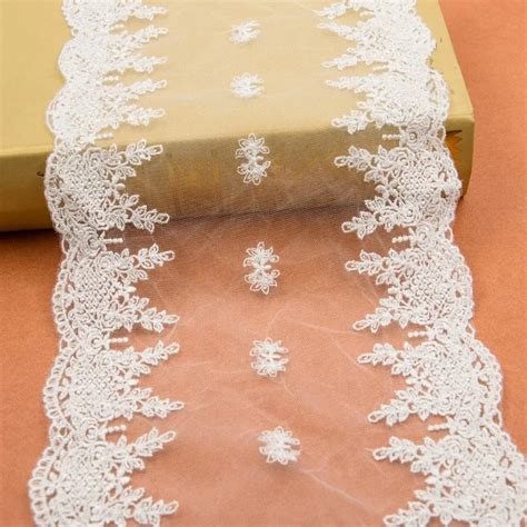 1 meter lace fabric diy clothing accessories white embroidery tulle lace trims for sewing