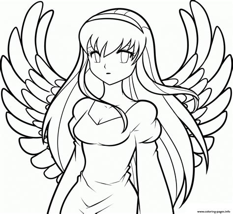 Easy Drawings To Draw Anime Angel Girl Coloring Page Printable