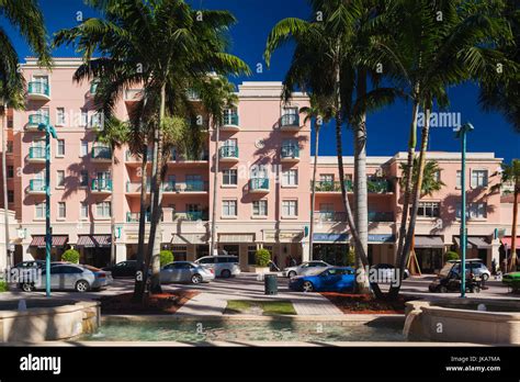 USA Florida Boca Raton Mizner Park Apartments Shops And Cafes Stock Photo Alamy