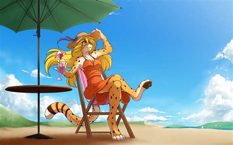 Online Crop Blue And Red Bird Painting Furry Anthro Beach Cheetah
