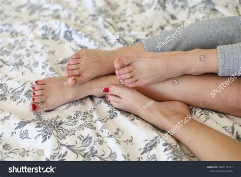 Lesbian Love Concept Detail Female Feet Stock Photo 1420371377