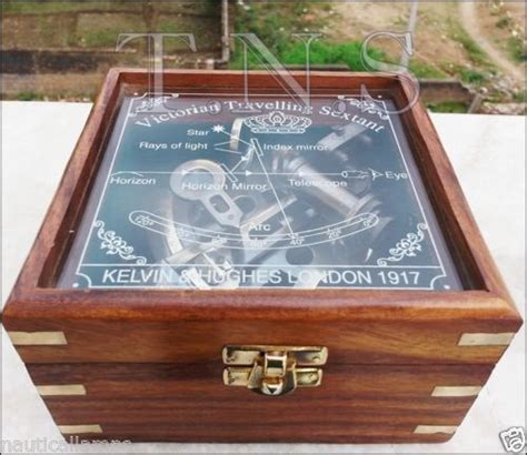 collectible antique nautical brass working german marine sextant w wooden box ebay