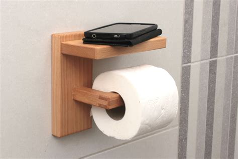 Wood Toilet Paper Holder With Shelf Beech Toilet Roll Holder Etsy