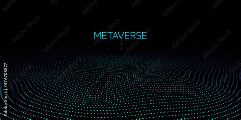 Metaverse World Map Globe Blue Light Dots Pattern Wavy Background In