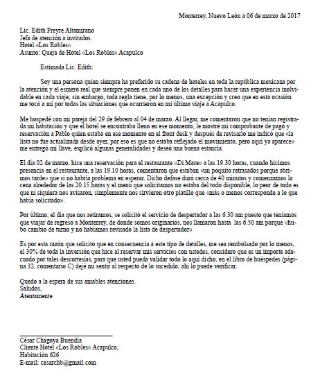 17 Ejemplo De Carta Para Presentar Una Queja Descarga Gratuita