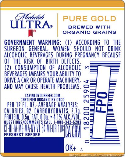 Michelob Ultra Light Nutrition Facts