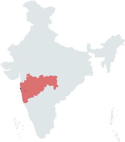Map Of India Grey With Maharashtra Highlighted In Red And Mumbai