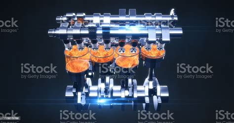 Rotating Fuel Injected V8 Engine With Explosions 3d Illustration Render