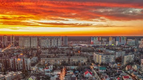 Download Wallpaper 1920x1080 City Aerial View Buildings Sunset