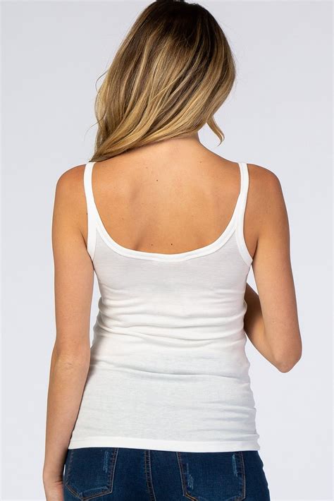 White Fitted Scoop Neck Maternity Tank Top In 2022 Maternity Tank Maternity Tank Tops Tank Tops