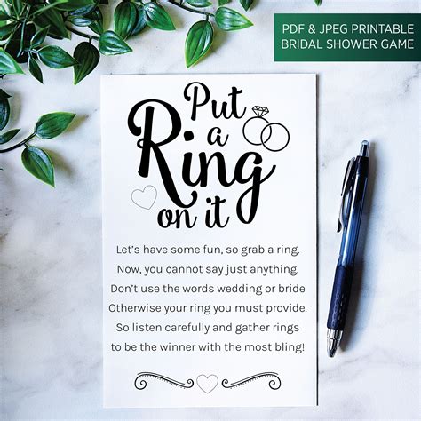 Put A Ring On It Bridal Shower Game Ring Wedding Shower Etsy In