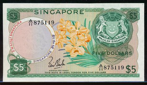 Singapore 5 Dollars Banknote Orchid Seriesworld Banknotes And Coins