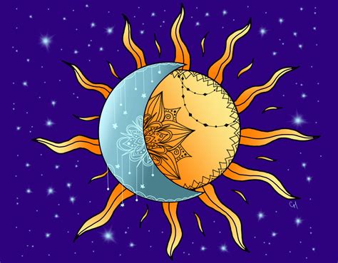 Sol Y Luna Dibujo Digital Dibujo Mandala Arte Digital Etsy