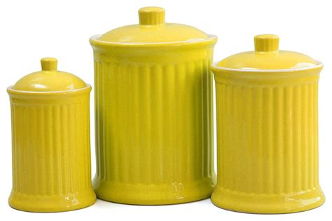 Omniware Simsbury 3 Piece Yellow Ceramic Canister Set Contemporary