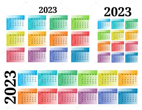 Conjunto De Tres Calendarios Para 2023 En Diferentes Formas Aisladas