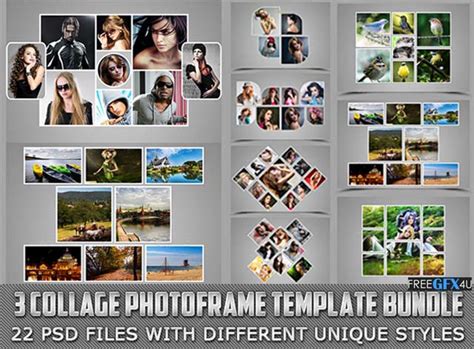 3 Collage Photo Frame Psd Template Bundle Free Download