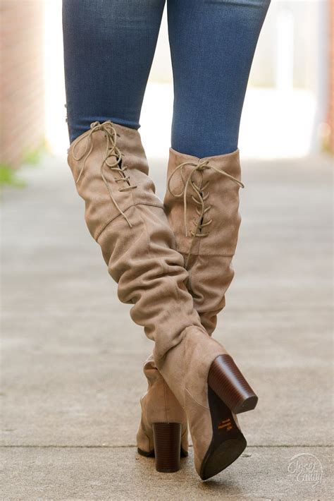 Follow My Lead Over The Knee Boots Taupe My Style In 2019 Boots