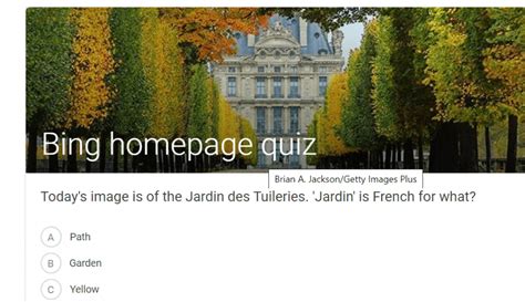 Bing Homepage Quiz