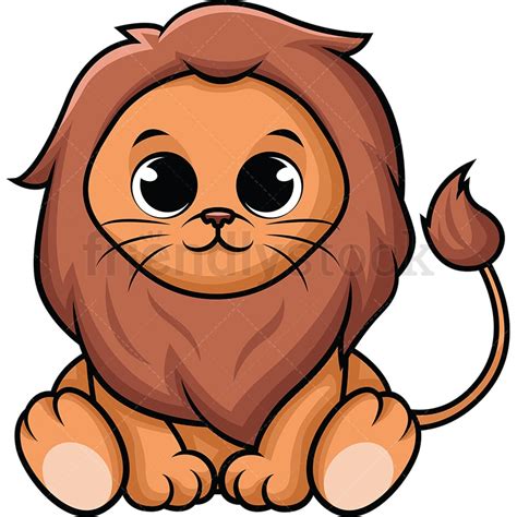 Cute Baby Lion Cartoon Vector Clipart Friendlystock