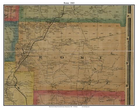 Rome Pennsylvania 1865 Old Town Map Custom Print Crawford Co Old Maps