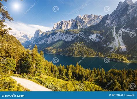 Alpine Lake Vorderer Gosausee Salzkammergut Is A Famous Resort Area