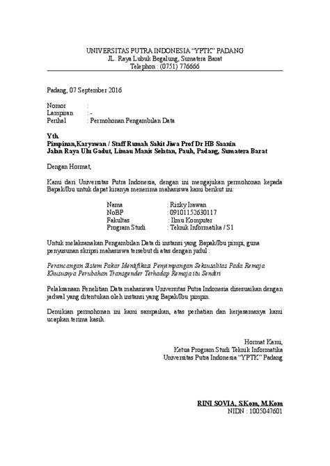 Contoh Surat Izin Penelitian Proposal - Contoh Surat