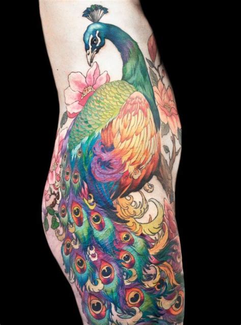 Peacock Tattoos 07 Peacock Hip Tattoo The Effective Pictures We Offer