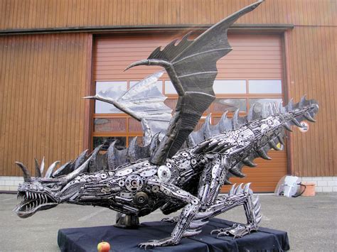 Scary Dragon The Apple Helps Scale It Recycled Art Scrap Metal Art