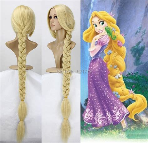 New Movie Tangled Princess Rapunzel Wig 120cm Long Blonde Braid Anime
