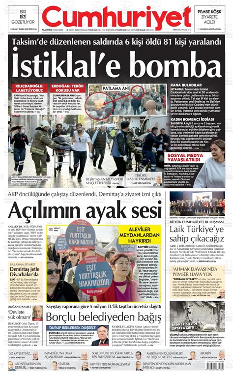 14 Kasım 2022 Tarihli Cumhuriyet Gazete Manşetleri