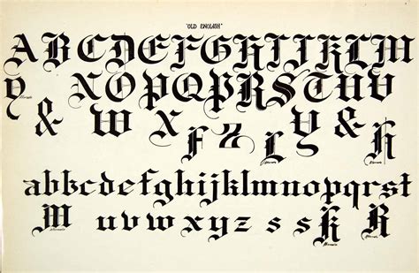 1937 Print Old English Typeface Alphabet Letter Art Fancy Graphic Frank