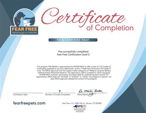 Fear free certified practices will have successfully implemented fear free into all aspects of their business: Fear_Free_Level_2_Certificate | Fear Free Pets