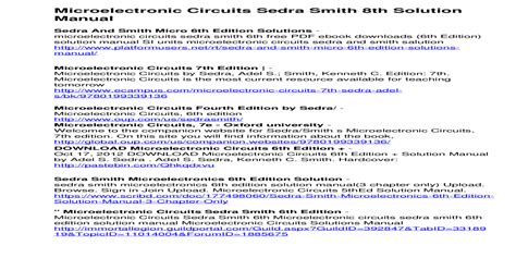 Adel Sedra Microelectronic Circuits Pdf - Microelectronic Circuits Sedra Smith 8th Solution Manual ? Â