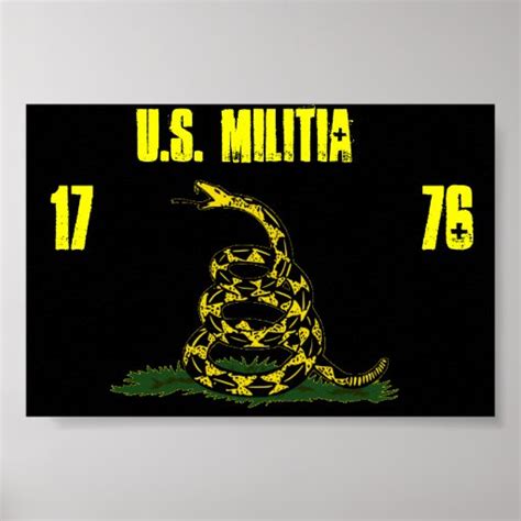 Black Gadsden Us Militia Flag Poster Zazzle