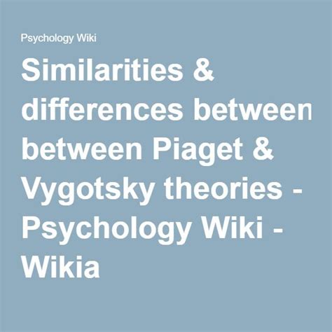 Sale Similarities And Differences Between Piaget And Vygotsky In Stock