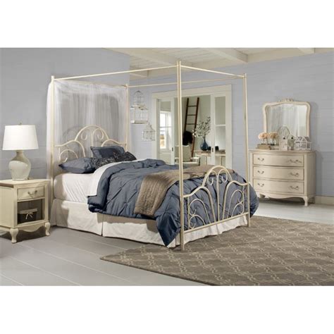 Hillsdale Dover Transitional Metal Canopy Bed Queen Cream Walmart