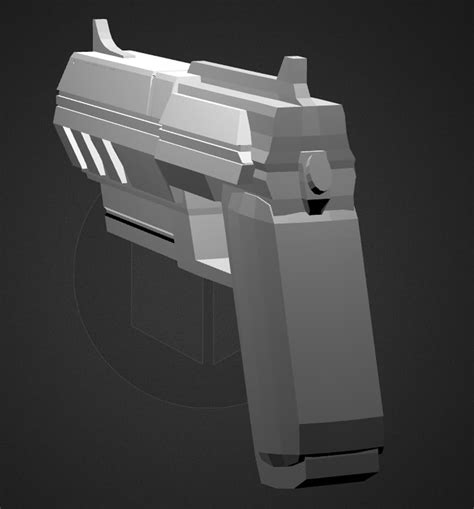 3d Futuristic Pistol Gun Model