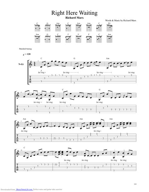 Right Here Waiting Guitar Pro Tab By Richard Marx Musicnoteslib