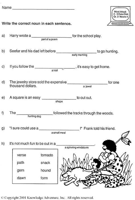 English Worksheet For 3rd Grade